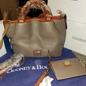 Dooney & Bourke Pebble Grain Mini Barlow and wristlet set in Elephant Grey